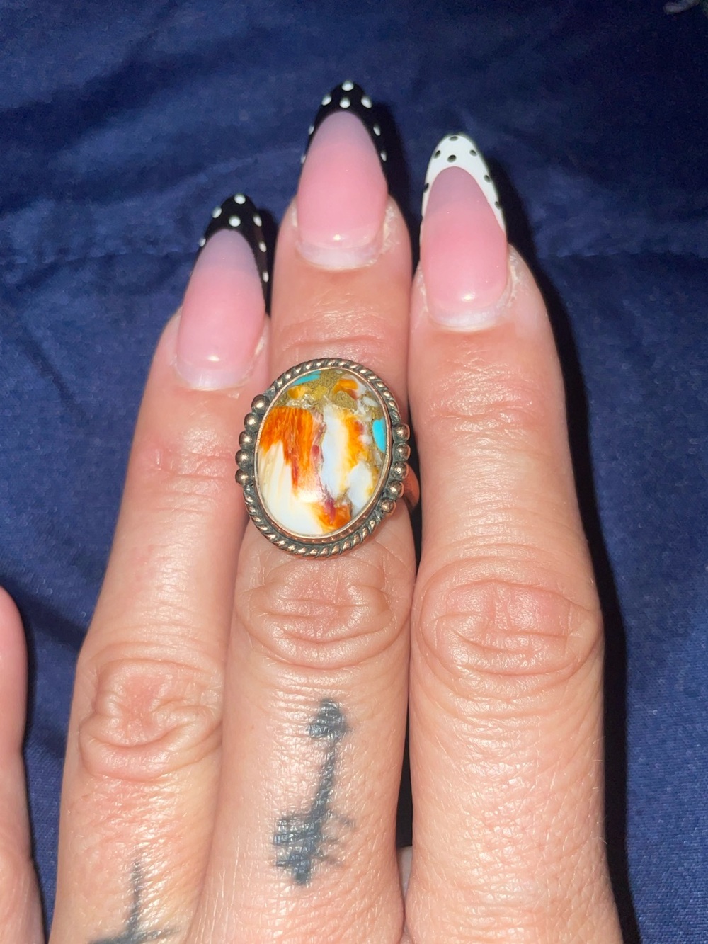 Womens copper adjustable spiny ring